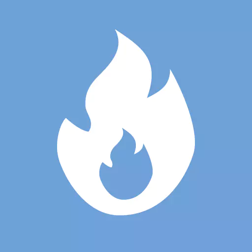 weißes Icon einer Flamme auf blauem Hintergrund